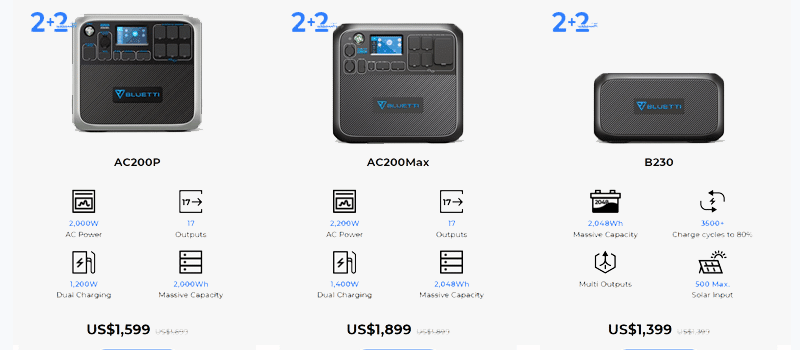 Bluetti AC200P, AC200 Max and B230